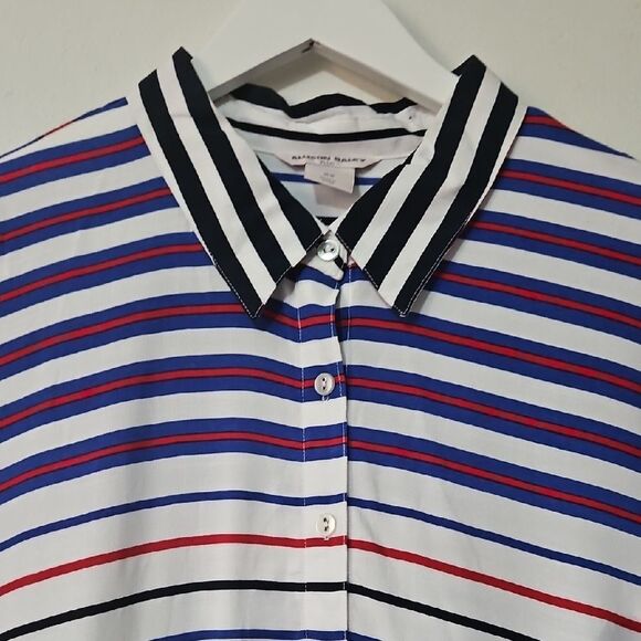 Allison Daley Navy and White Striped Blouse - Picture 3 of 7